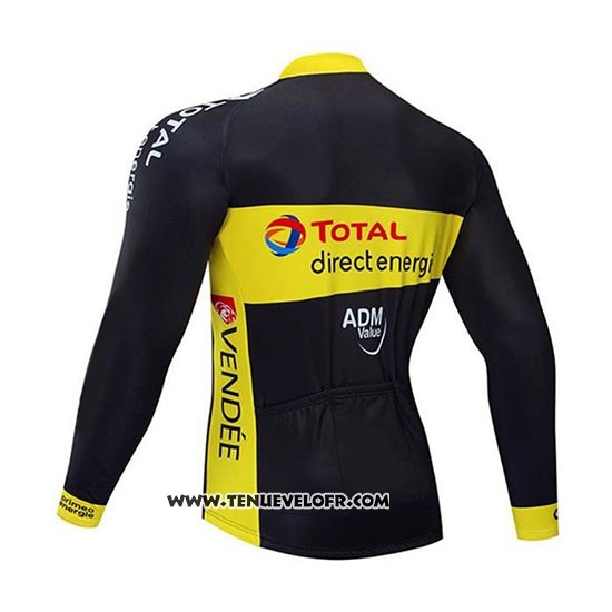 2019 Maillot Ciclismo Direct Energie Noir Jaune Manches Longues et Cuissard